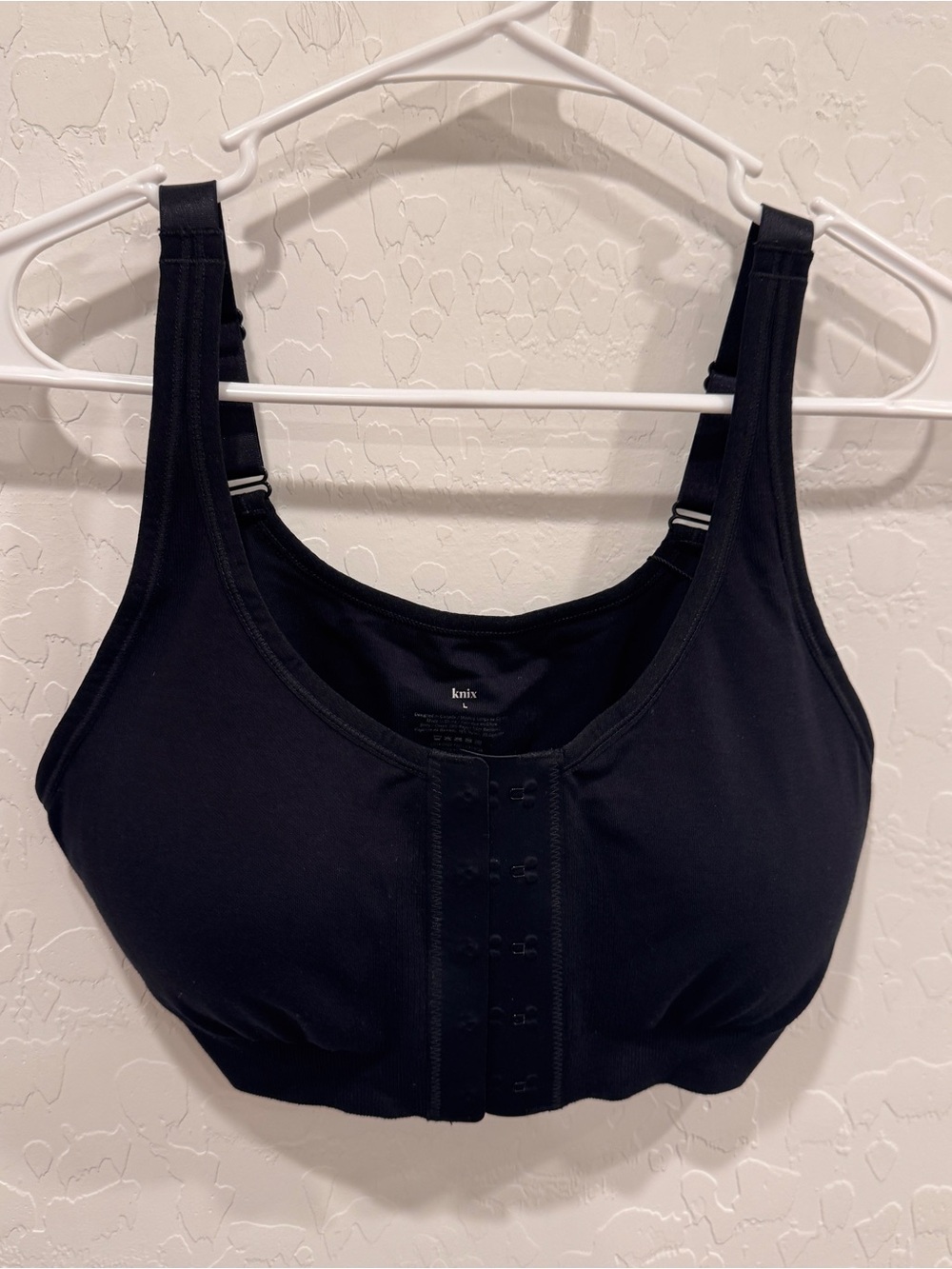 NWT Knix Front-Closure Post Surgical Recovery Bra Black Size Large